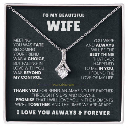 To My Beautiful Wife Necklace - Emotional Jewelry Gift for Wife from Husband to Celebrate Love Every Day - Alluring Beauty Necklace