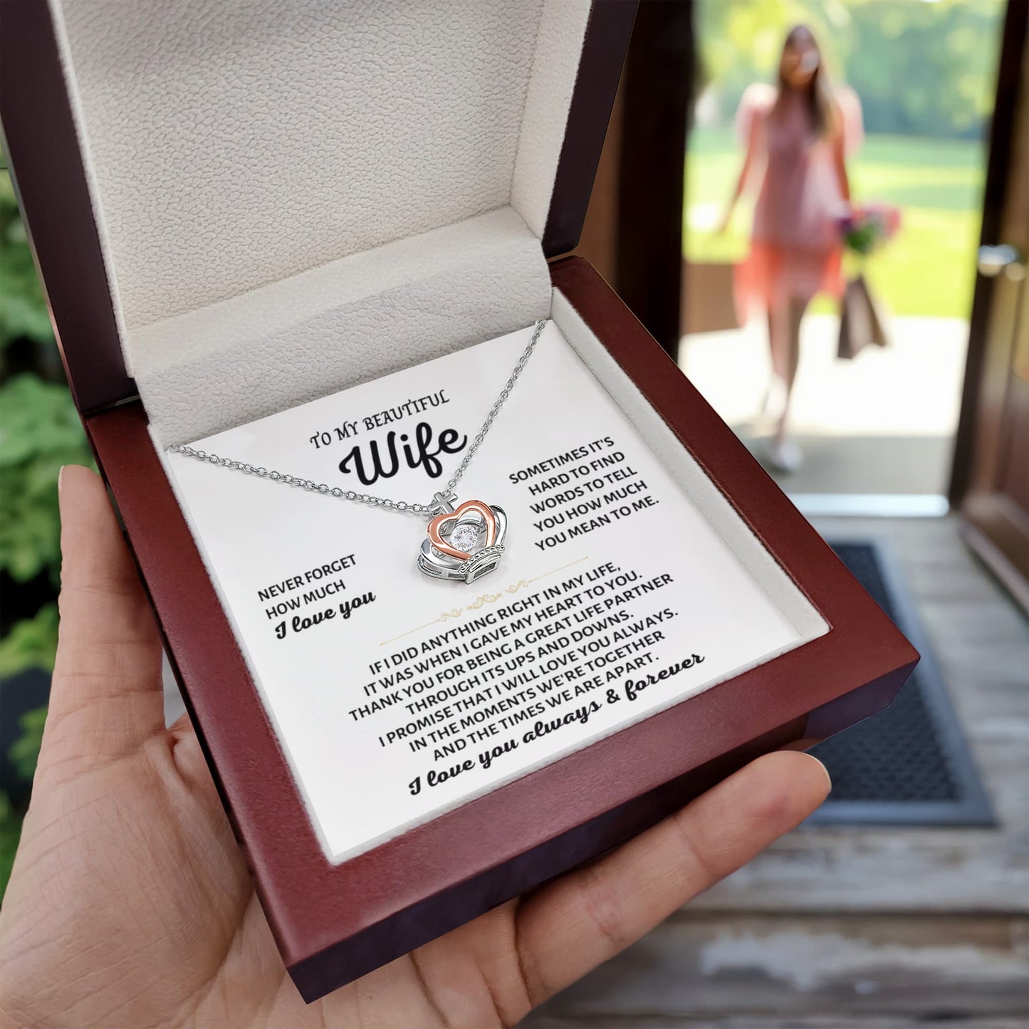 To My Wife Necklace - Romantic Jewelry for Valentine’s Day & Anniversaries - Crown Pendant Necklace