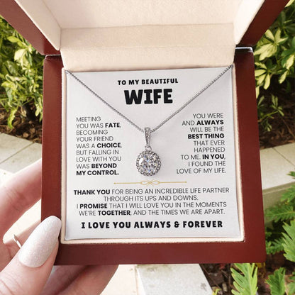 To My Beautiful Wife Necklace - Husband to Wife Jewelry for Romantic Valentine’s Day, Birthday & Anniversary Gifts - Eternal Hope Necklace