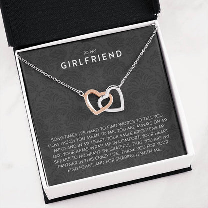 Gift for Girlfriend Necklace - Romantic Jewelry for Valentine’s Day, Birthday & Special Relationship Moments - Interlocking Hearts Necklace