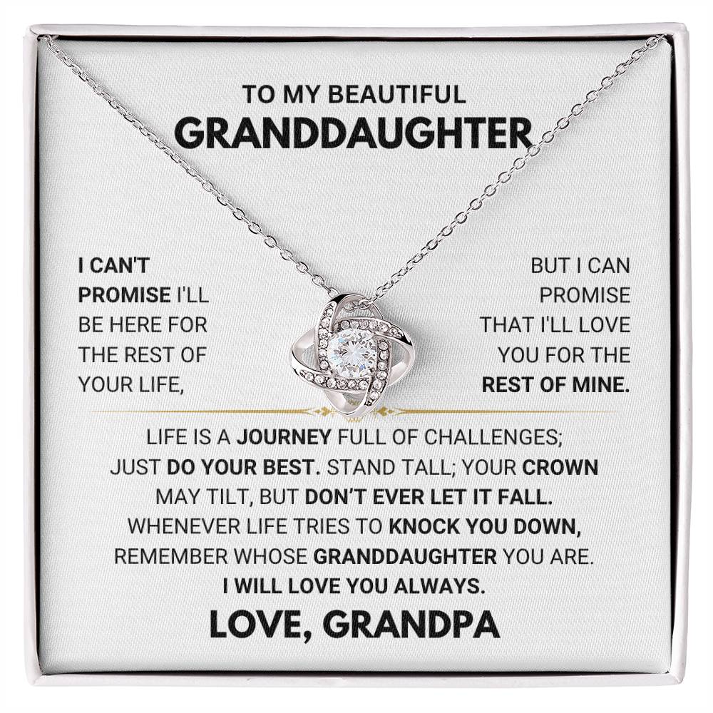 To My Granddaughter Necklace – Granddaughter Birthday, Graduation Jewelry – Love Knot Necklace