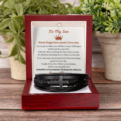 Meaningful Bracelet for Son, Leather Jewelry Gift with Heartfelt Message, To My Son