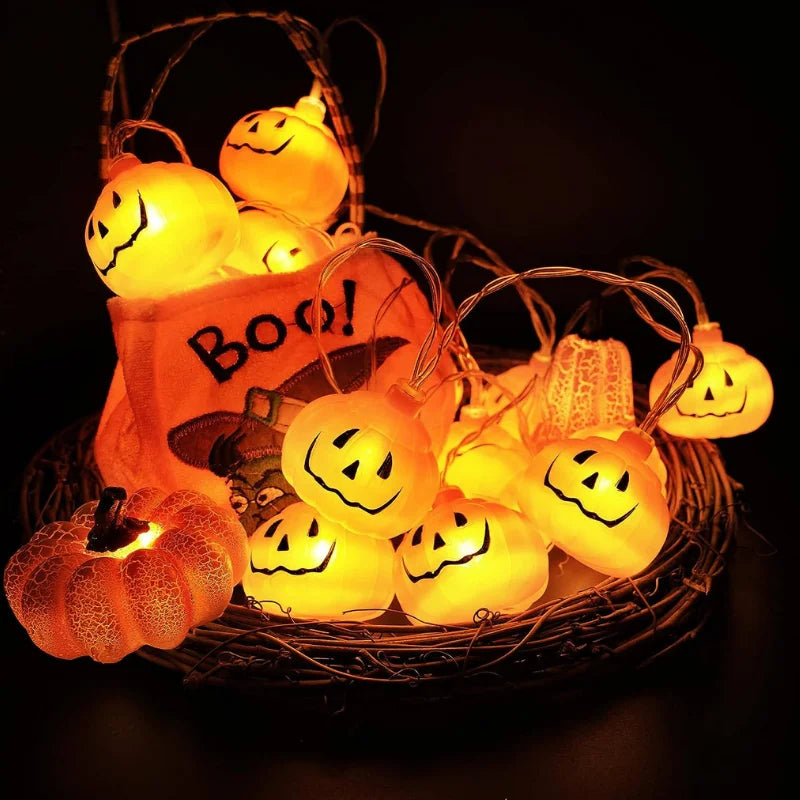 LED Pumpkin String Lights | Halloween Decorative Lights | 3m & 6m Options | Remote Control Modes | Plug-In & Battery Pumpkin Fairy Lights