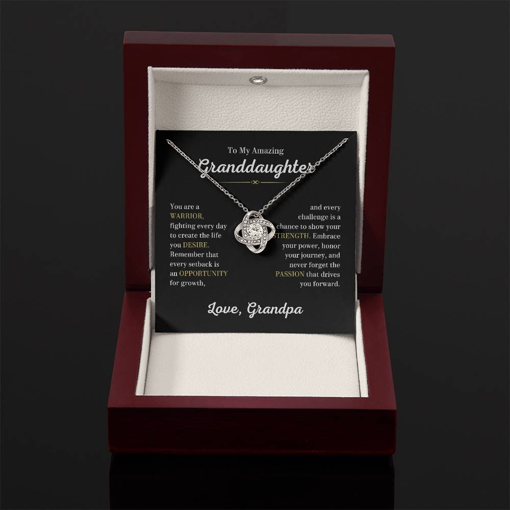 To My Granddaughter Necklace – Granddaughter Jewelry for Graduation and Birthday from Grandpa – Love Knot Necklace