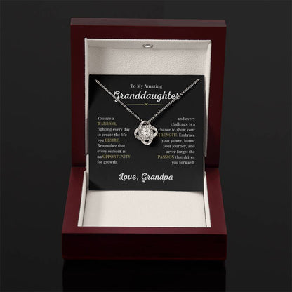 To My Granddaughter Necklace – Granddaughter Jewelry for Graduation and Birthday from Grandpa – Love Knot Necklace