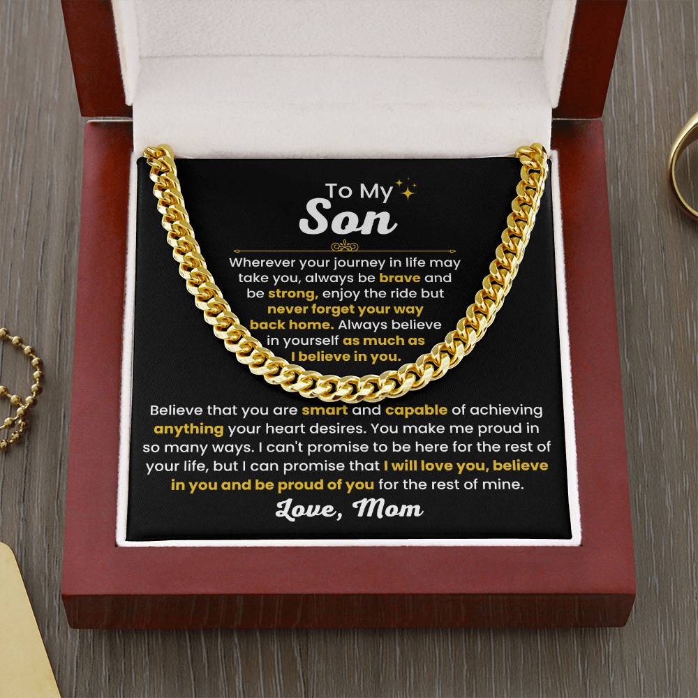 Cuban Link Chain Necklace, Gift for Son from Mom, Stylish Jewelry for Birthday, Graduation & Special Occasions