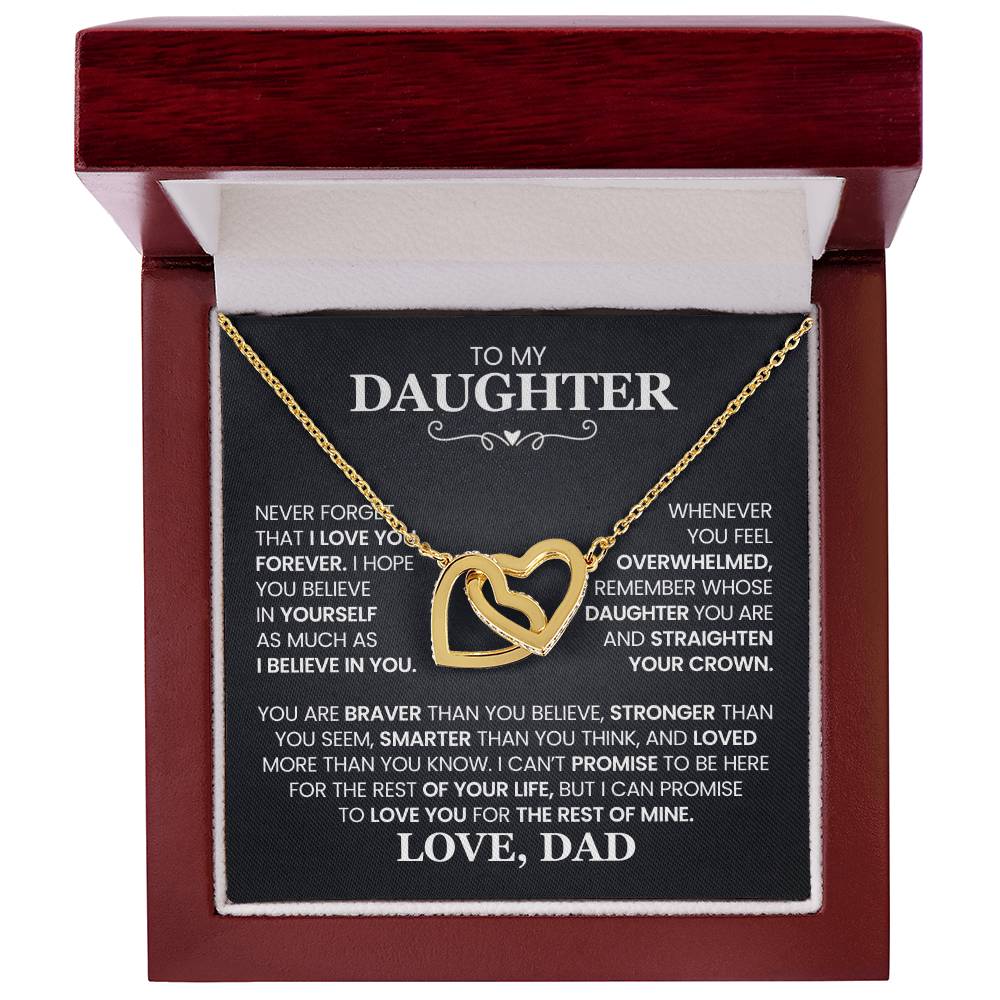 To My Daughter - Straighten Your Crown - Interlocking Hearts Necklace Gift from Dad