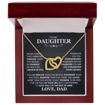 To My Daughter - Straighten Your Crown - Interlocking Hearts Necklace Gift from Dad