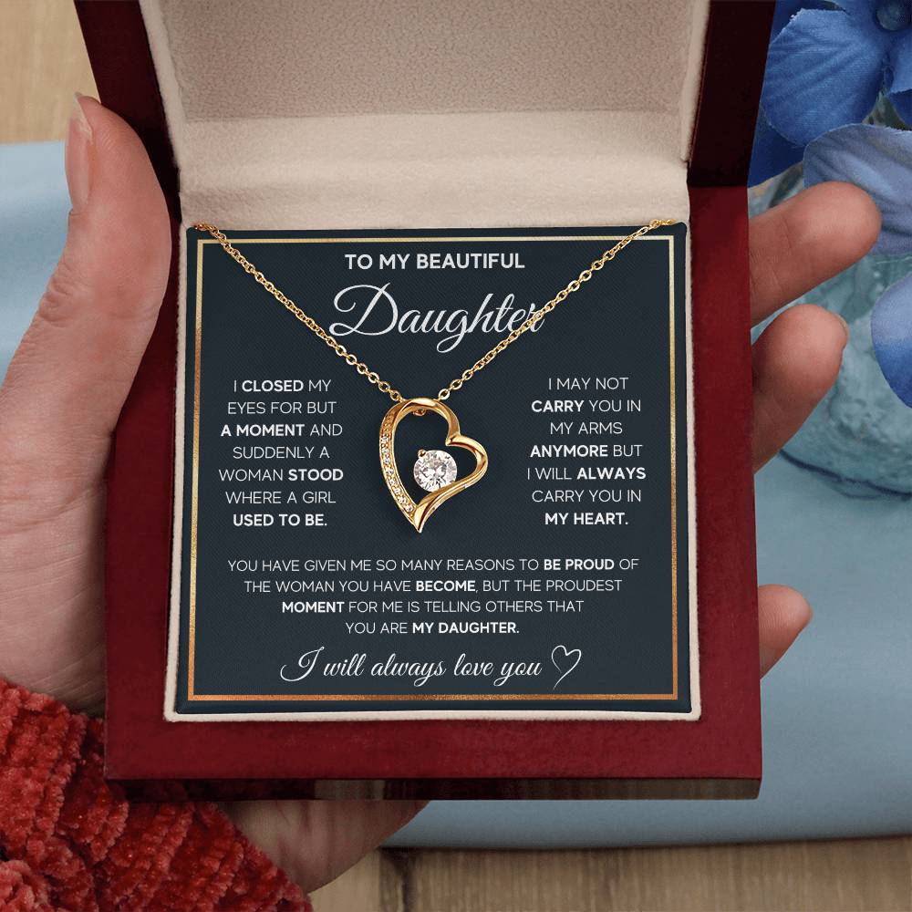 To My Daughter Necklace – Daughter Christmas Graduation Jewelry Gift – Forever Love Necklace