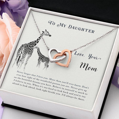 To My Daughter Necklace - Best Gift for Daughter’s Birthday from a Loving Mom - Interlocking Hearts Necklace