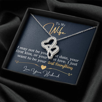 To My Wife Necklace - Emotional Love Jewelry Gift from Husband for Valentine’s Day & Birthday Happiness - Heart-to-heart Pendant Necklace