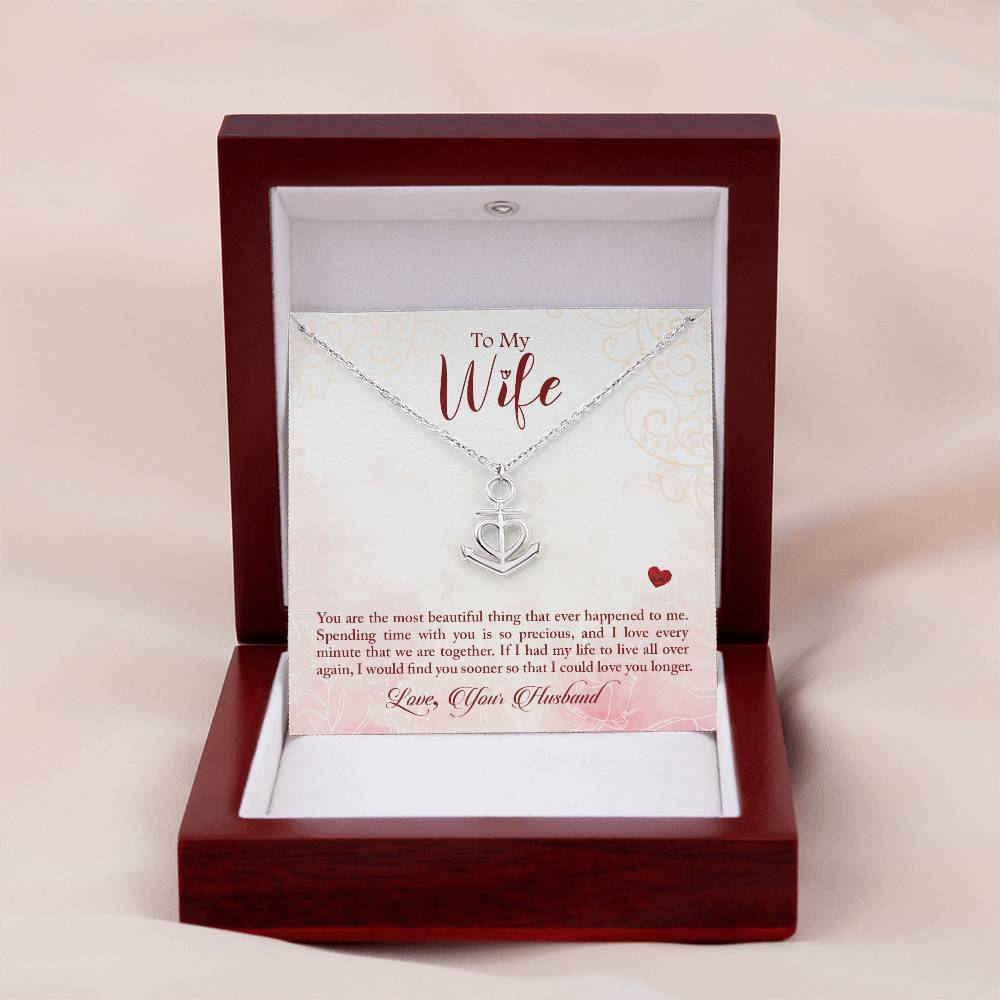To My Wife Necklace - Heartwarming Gift from Husband for Birthday, Anniversary & Valentine’s Day - Anchor Pendant Necklace