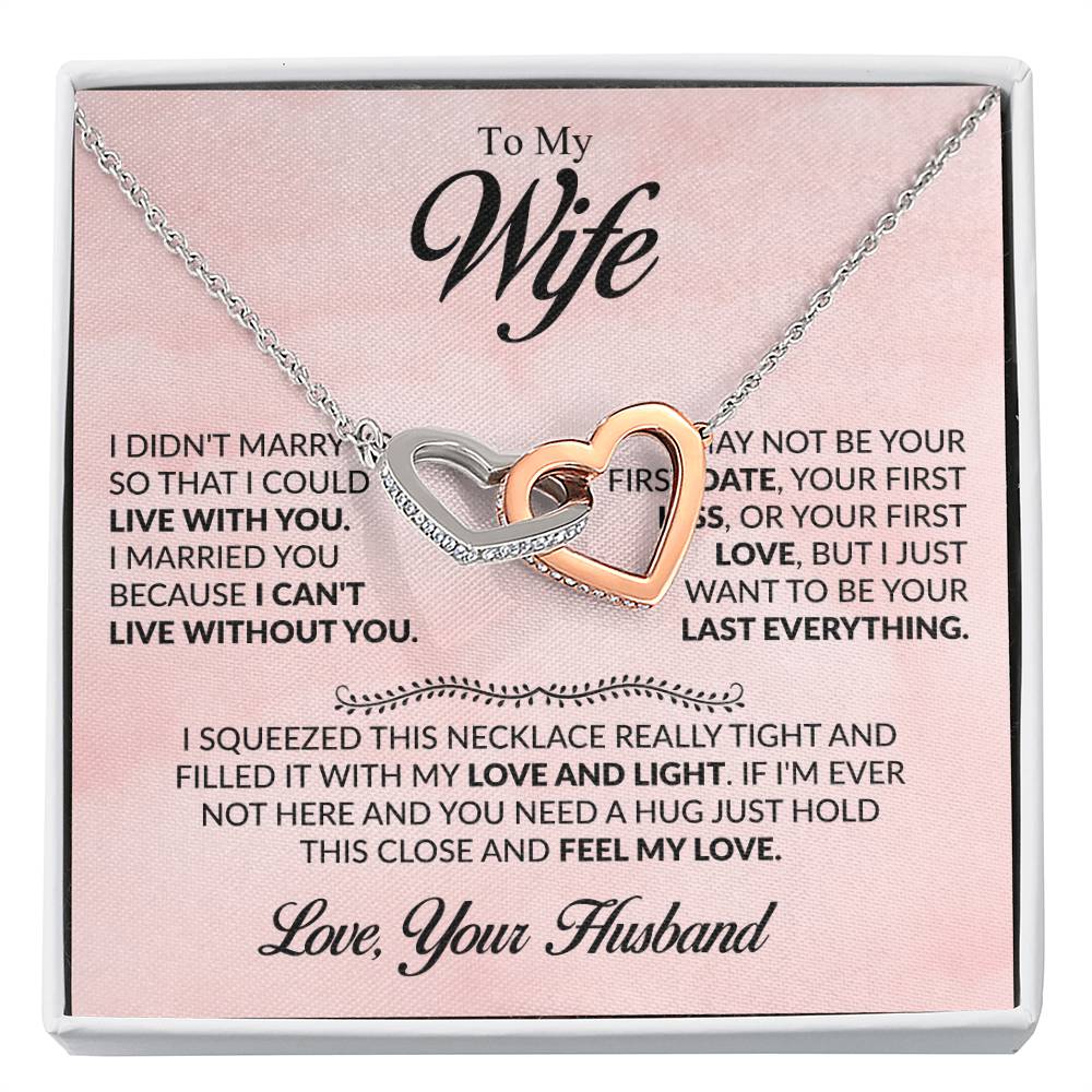 To My Wife Necklace - Emotional Husband-to-Wife Gift for Anniversary, Birthday & Valentine’s Day - Interlocking Hearts Necklace