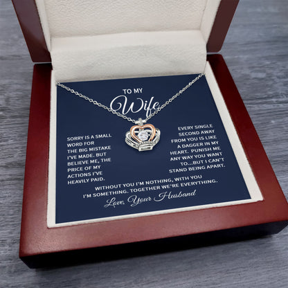 Gift for Wife from Husband - Sentimental Jewelry for Anniversary & Valentine’s Day - Crown Pendant Necklace