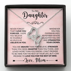 Gift for Daughter from Mom - You are braver than you believe - Heart-to-heart Pendant Necklace