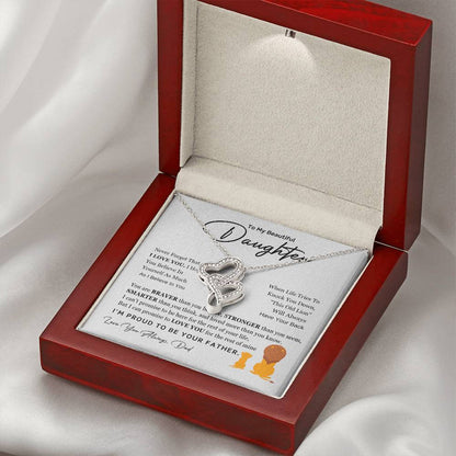 To My Daughter Necklace - Holiday Gift for Daughter from Dad - Heart-to-heart Pendant Necklace