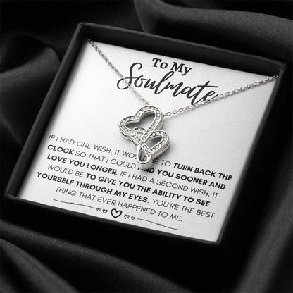 To My Soulmate Necklace - Romantic Jewelry Gift for Her for Christmas & Special Dates - Heart-to-heart Pendant Necklace