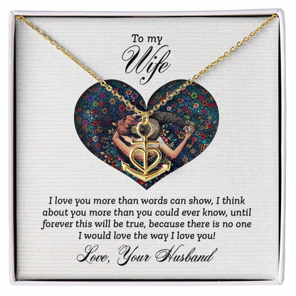 To My Wife Necklace - Romantic Keepsake Jewelry Gift from Husband for Special Days & Valentine’s Love - Anchor Pendant Necklace