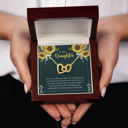 To My Daughter Necklace – Holiday Gift for Daughter Graduation – Interlocking Hearts Necklace