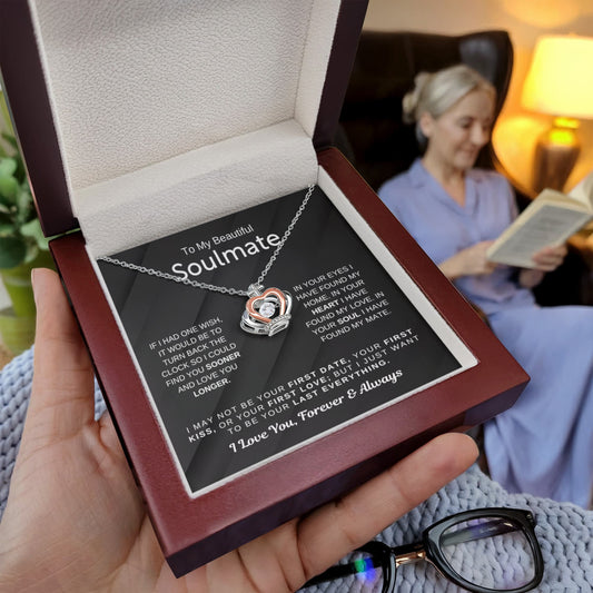 To My Beautiful Soulmate Necklace - Romantic Necklace for Surprising The Soulmate in Your Life - Crown Pendant Necklace