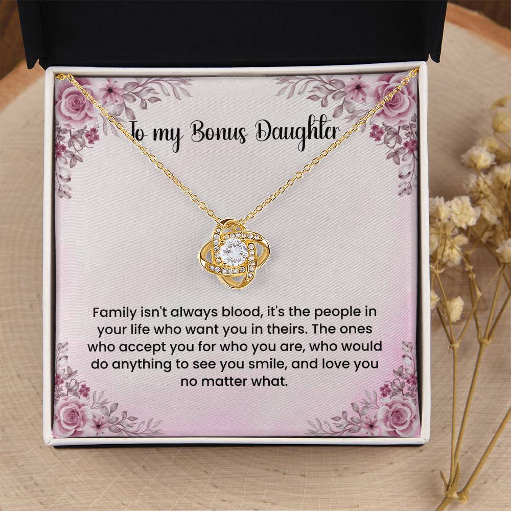 To My Bonus Daughter Necklace - Love Knot Necklace - Gift for Bonus Daughter