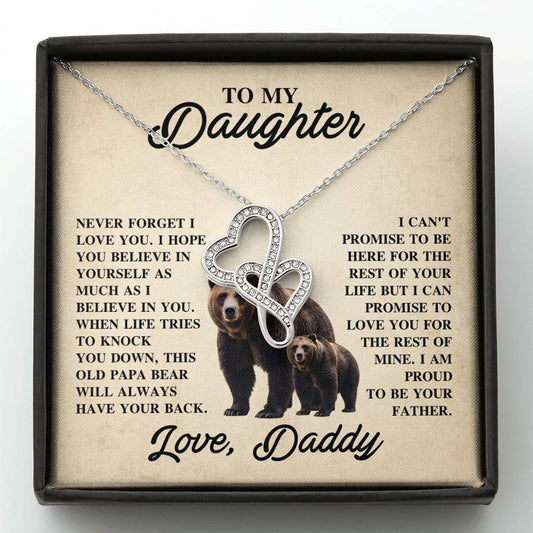 To My Daughter Necklace - Sentimental Jewelry Gift from Dad for Graduation & Life Achievements - Heart-to-heart Pendant Necklace