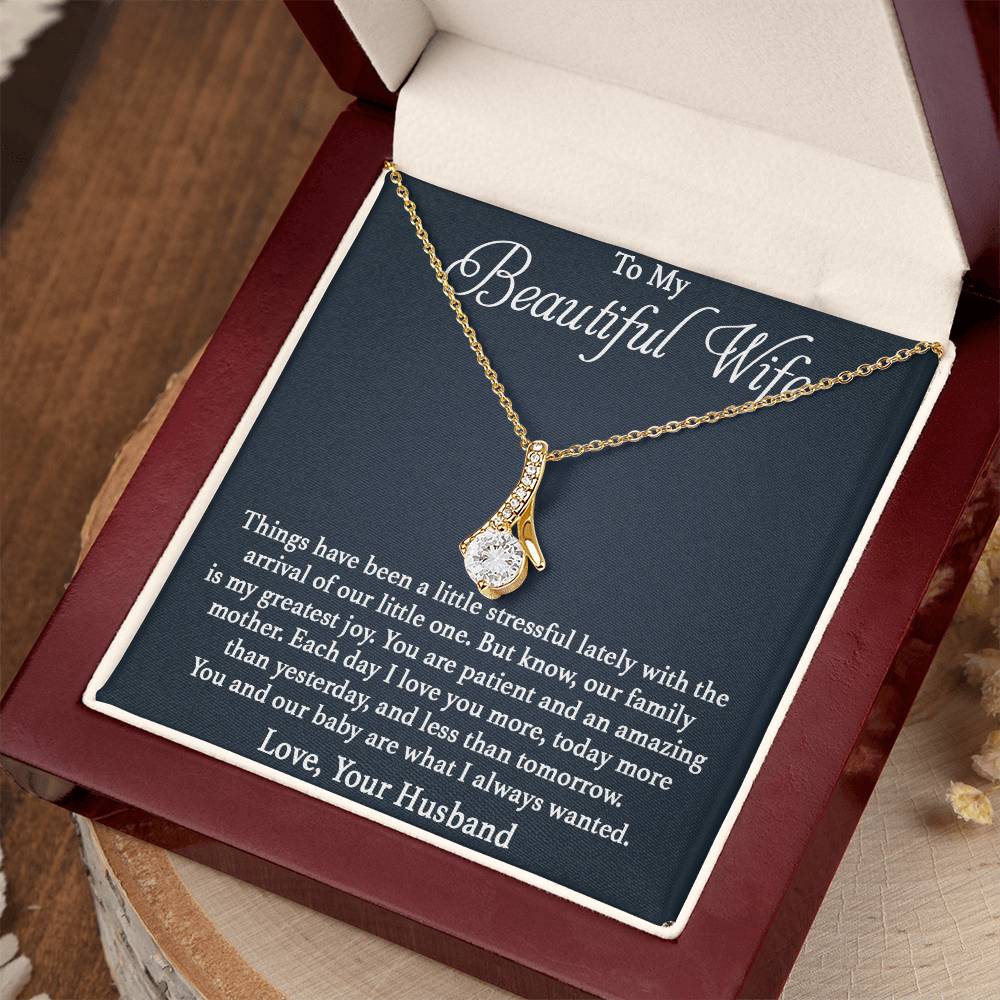 To My Beautiful Wife Necklace - Perfect Romantic Surprise from Husband for Anniversary, Birthday & Valentine’s Day - Alluring Beauty Necklace