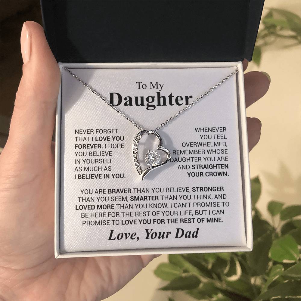 To My Daughter Necklace – Graduation & Christmas Gift from Dad – Forever Love Necklace