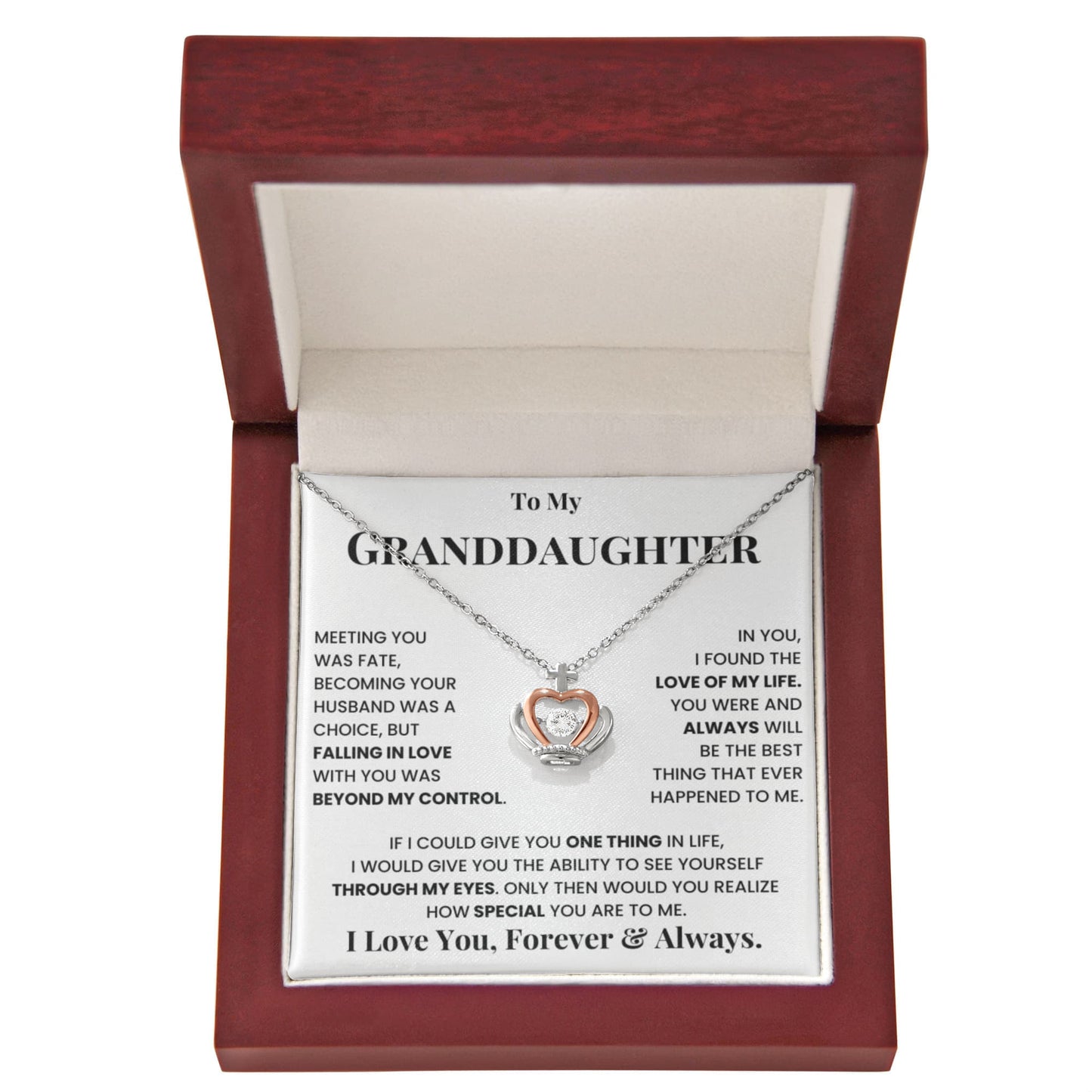 To My Granddaughter Necklace – Birthday & Graduation Jewelry for Granddaughter – Crown Pendant Necklace