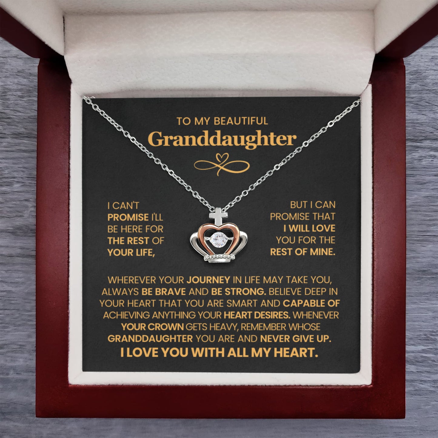 To My Granddaughter Necklace – Granddaughter Birthday & Graduation Jewelry Surprise – Crown Pendant Necklace