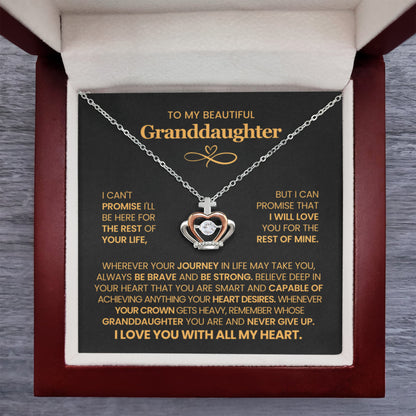 To My Granddaughter Necklace – Granddaughter Birthday & Graduation Jewelry Surprise – Crown Pendant Necklace