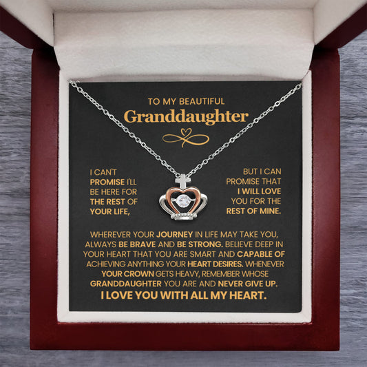 To My Granddaughter Necklace – Granddaughter Birthday & Graduation Jewelry Surprise – Crown Pendant Necklace