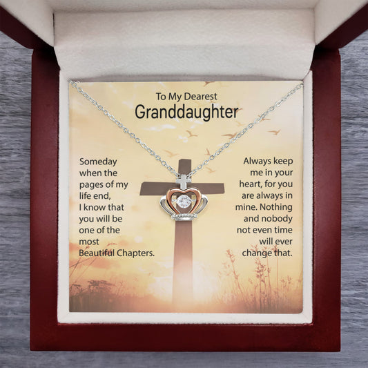 To My Dearest Granddaughter Necklace – Granddaughter Valentine Birthday Jewelry Gift – Crown Pendant Necklace