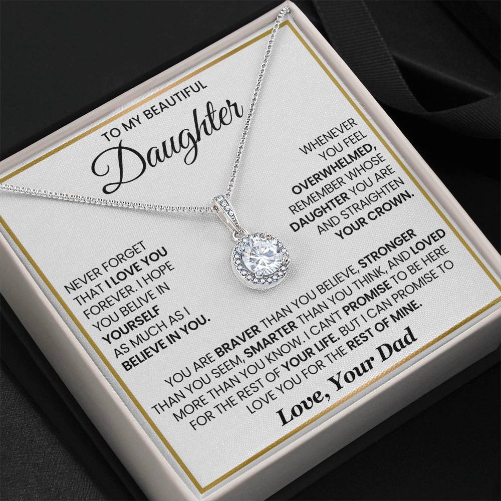To My Daughter Necklace Gift from Dad for Birthday, Graduation, Christmas & Valentine's Day - Eternal Hope Necklace