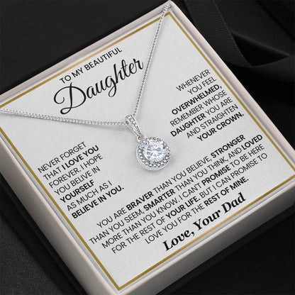 To My Daughter Necklace Gift from Dad for Birthday, Graduation, Christmas & Valentine's Day - Eternal Hope Necklace