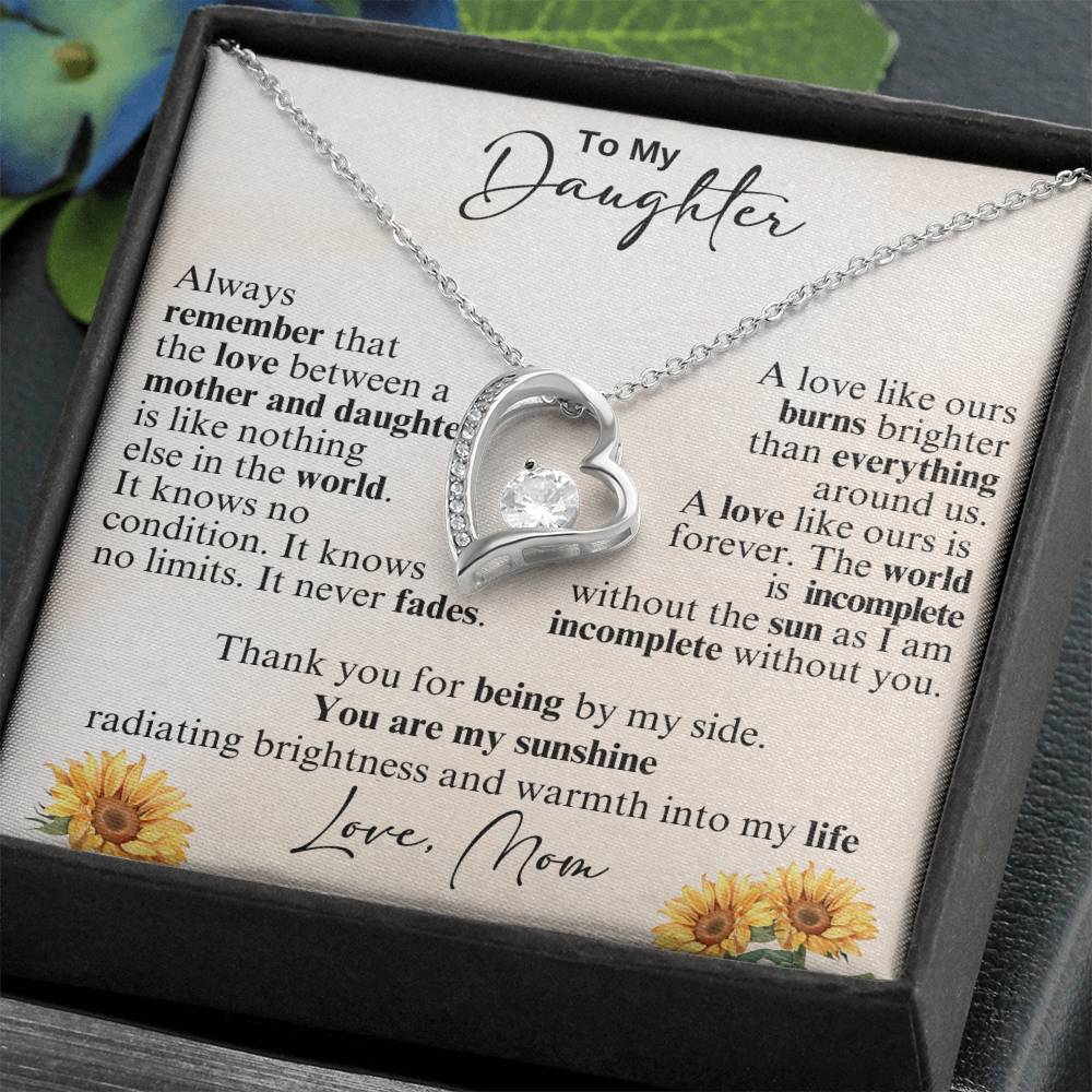 To My Daughter Necklace - Sentimental Jewelry Gift from Mom for Graduation & Life Achievements - Forever Love Necklace