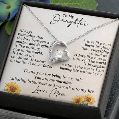 To My Daughter Necklace - Sentimental Jewelry Gift from Mom for Graduation & Life Achievements - Forever Love Necklace