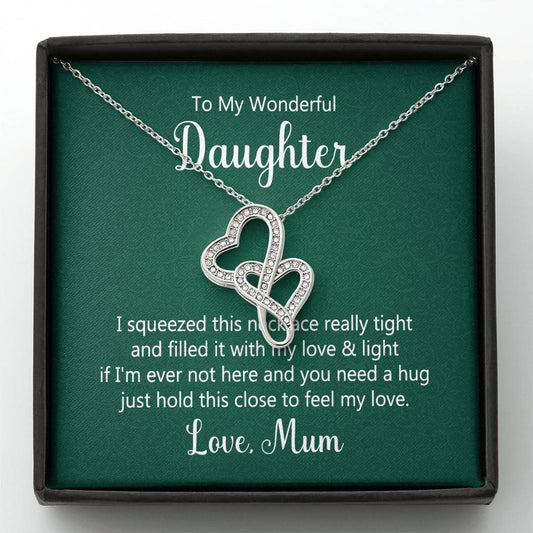 To My Daughter Necklace – Mum’s Choice for Daughter Birthday Graduation – Heart-to-heart Pendant Necklace