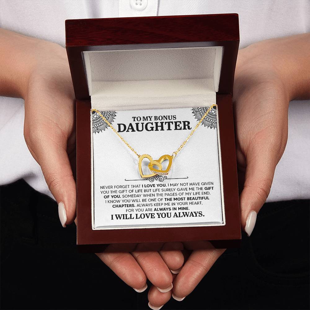To My Daughter Necklace – Gift for Daughter’s Birthday and Graduation – Interlocking Hearts Necklace