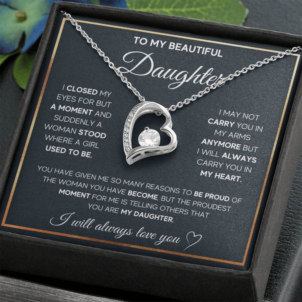 To My Daughter Necklace – Daughter Christmas Graduation Jewelry Gift – Forever Love Necklace