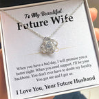 Future Wife Jewelry Gift - Long Lasting Romantic Necklace for Celebrating Love & Upcoming Marriage - Love Knot Necklace