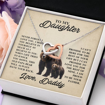 To My Daughter Necklace - Heartfelt Christmas Surprise from Daddy - Interlocking Hearts Necklace