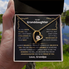 Graceful Necklace for Granddaughter, Elegant Jewelry, Loving Gift for Her, Forever Love Necklace, To My Beautiful Granddaughter