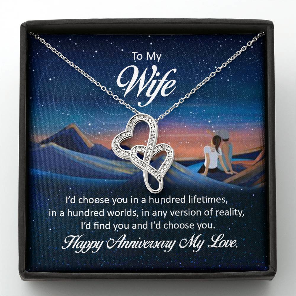 Anniversary Gift for Wife from Husband - Sweet Romantic Jewelry for Valentine’s Day - Heart-to-heart Pendant Necklace