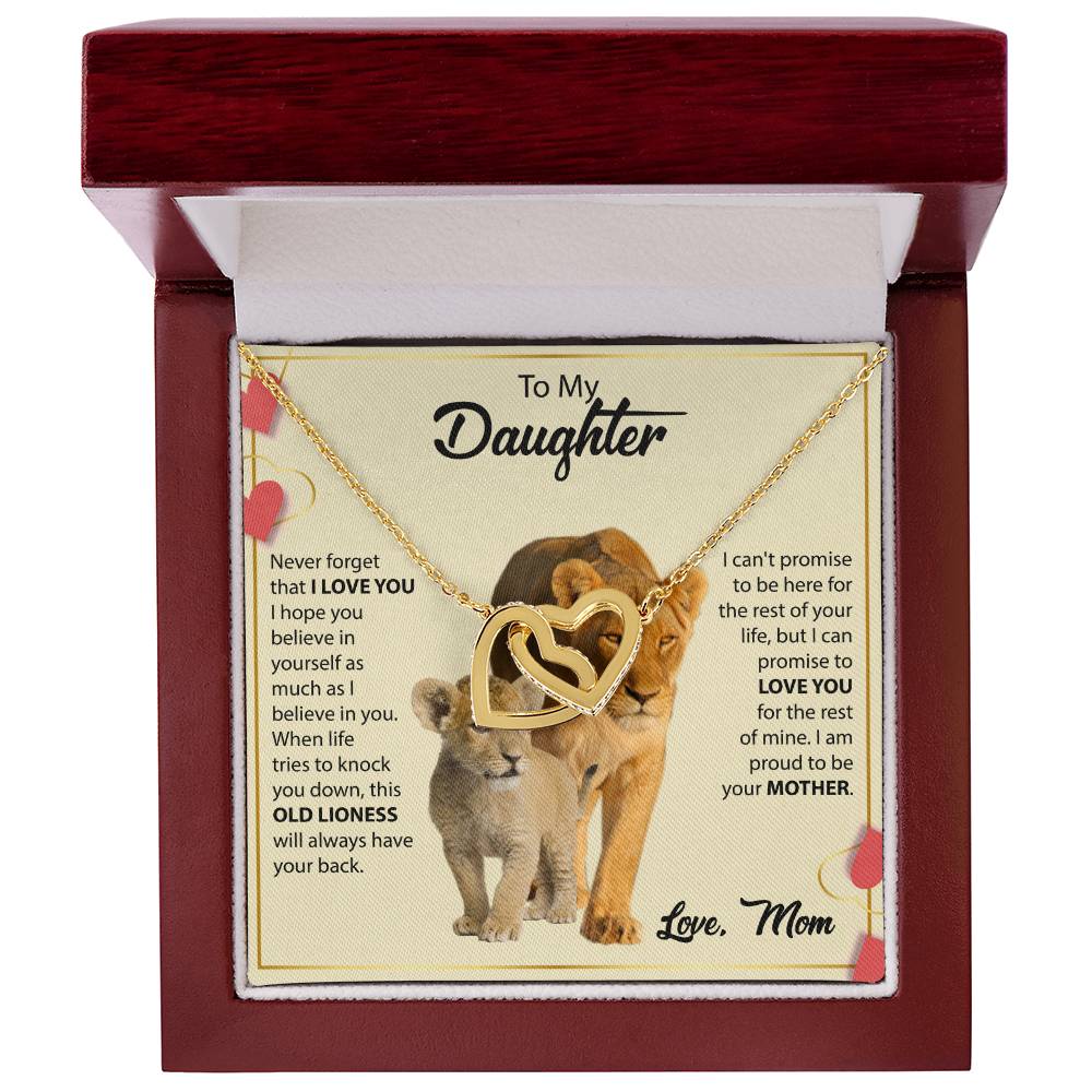 To My Daughter Necklace – Mother Daughter Jewelry Gift – Interlocking Hearts Necklace