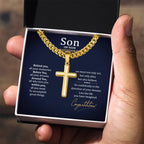Graduation Gift for Son - Congratulations - Artisan Cross with Cuban Link Chain