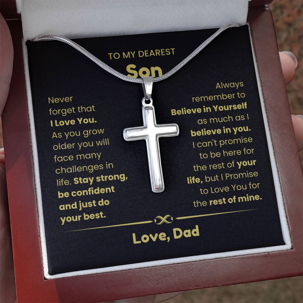 To My Son - As you grow older you will face many challenges in life - Son Gift from Dad - Artisan Cross Necklace