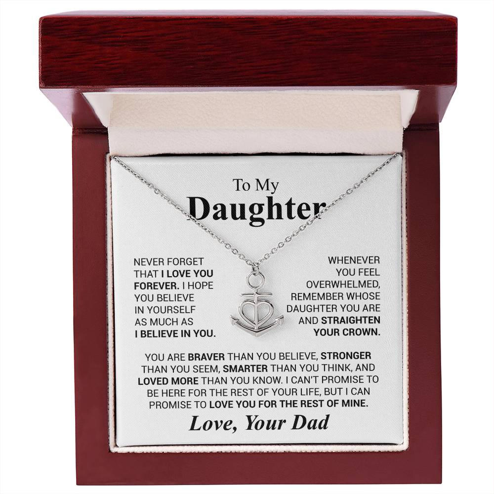 To My Daughter Necklace - Heartwarming Gift from Dad for Daughter’s Birthday & Meaningful Achievements - Anchor Pendant Necklace