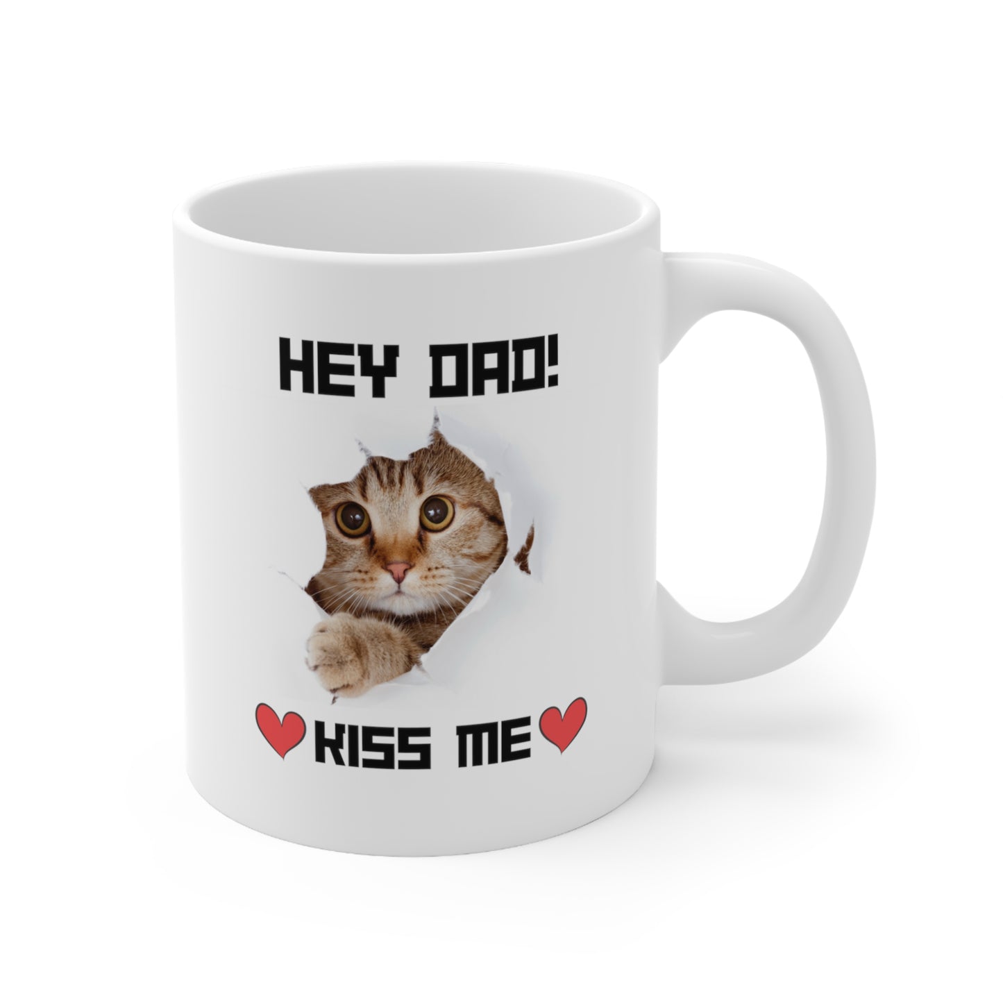 Cat Kiss Me Mug for Dad - Best Gift for Meow Lover