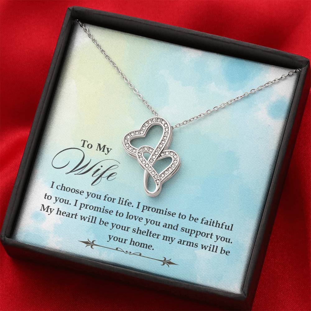 Special Gift for Wife - Romantic Jewelry from Husband for Valentine’s Day or Birthday - Heart-to-heart Pendant Necklace